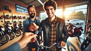 khách hàng vui vẻ hài lòng với dịch vụ cho thuê xe honda 2 bánh tại long xuyên an giang của bích long