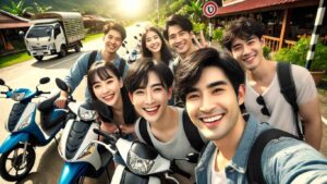 nhóm khách thuê xe honda 2 bánh cà mau đi tham quan các điểm du lịch của cà mau