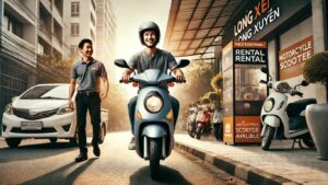 thuê xe long xuyên an giang cho khách hàng chạy thử xe máy tay ga